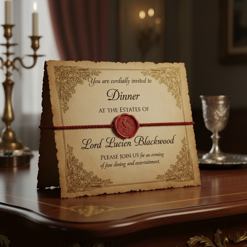 An invitation to dinner at the estates of Lord Lucien Blackwood.